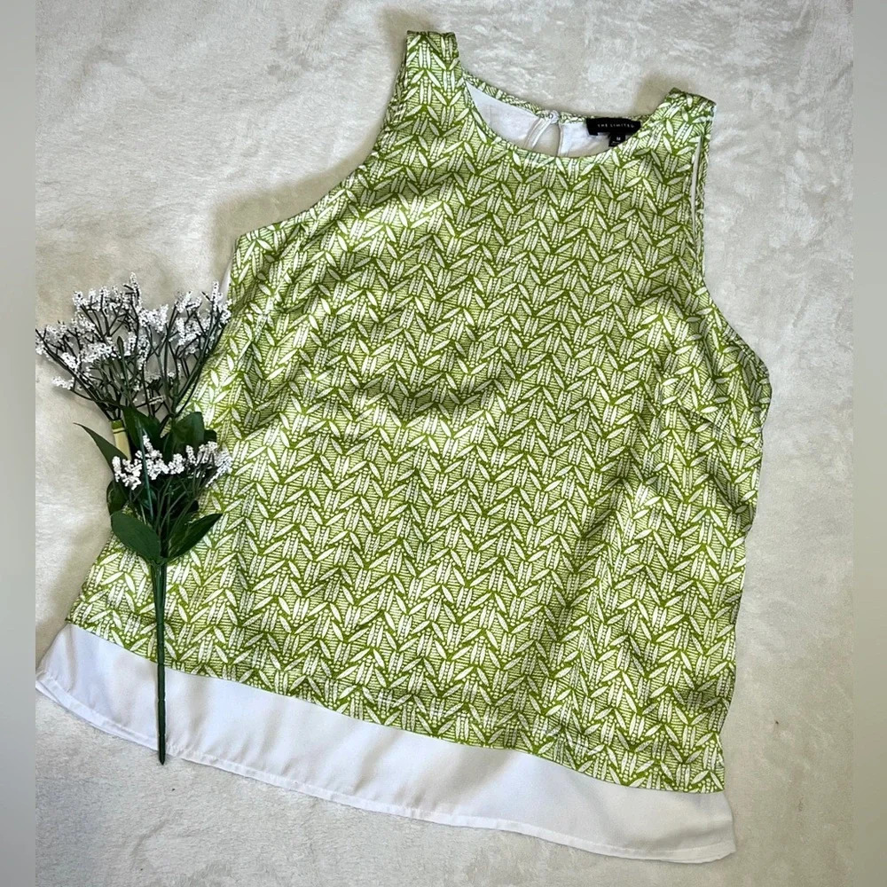 The Limited Green & White Printed Tank Top - Medium